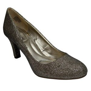 New Bandalino Elegant Gold Glitter Pumps 3” Pumps Slim Party Heels Size 6.5